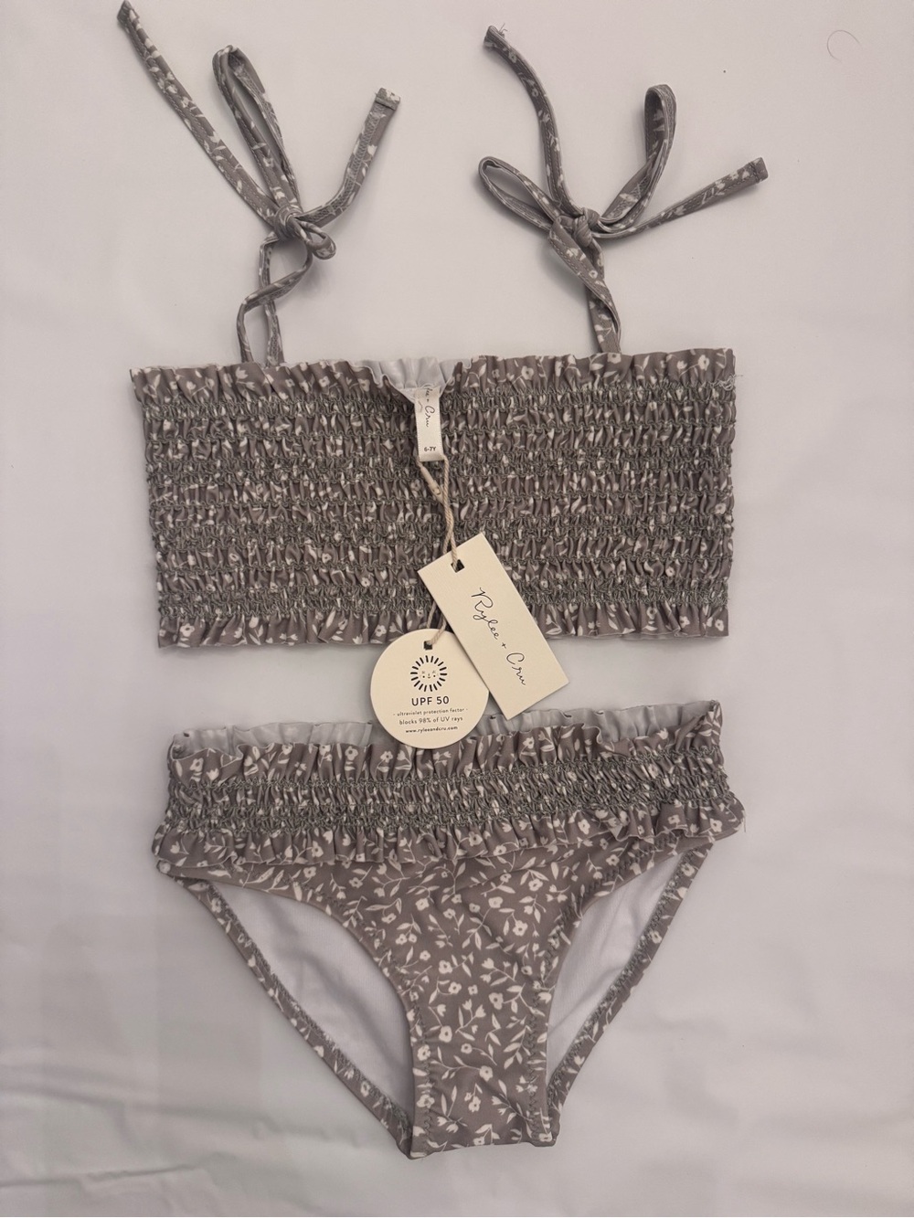 Rylee + Cru Gray Smocked Bikini Set - 6/7